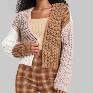 Wild Fable Crochet Color Block Cardigan